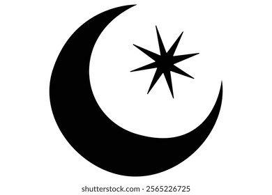 Moon crescent icon. Moon icon. Moon silhouette vector illustration
