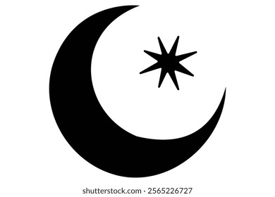 Moon crescent icon. Moon icon. Moon silhouette vector illustration
