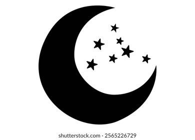 Moon crescent icon. Moon icon. Moon silhouette vector illustration
