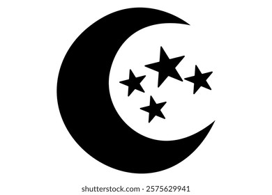 Moon crescent icon. Moon icon. Moon silhouette vector illustration
