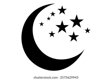 Moon crescent icon. Moon icon. Moon silhouette vector illustration
