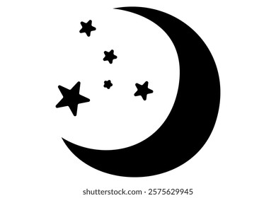 Moon crescent icon. Moon icon. Moon silhouette vector illustration
