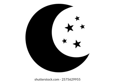 Moon crescent icon. Moon icon. Moon silhouette vector illustration
