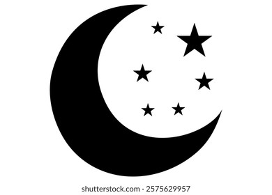 Moon crescent icon. Moon icon. Moon silhouette vector illustration
