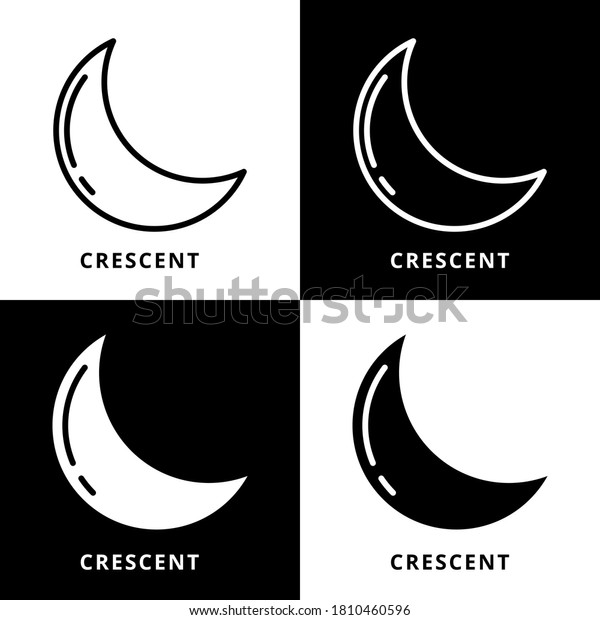 Moon Crescent Icon Symbol. Moon Night
Astronomy Space Logo Vector
Illustration
