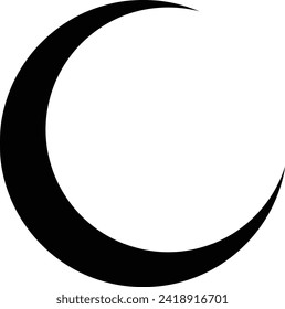 Moon and Crescent Icon Vector Design isolated on transparent Background. Celestial vector element, nighttime flat icon, Graphic elements for astrology, esoteric, tarot, mystic and magic prints.