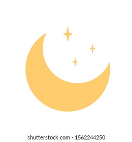 Moon crescent star vector Yellow symbol of Islam flat icon for apps and websites Weather element