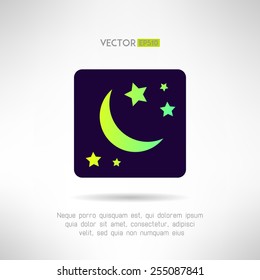 Moon crescent and stars icon. Night sky sign. Vector illustration