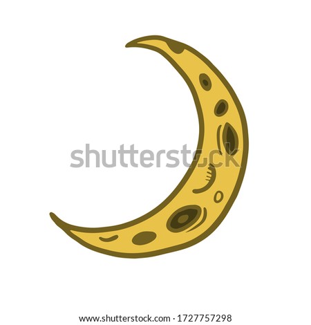 Moon. Crescent. Vector color illustration. Cartoon drawing.