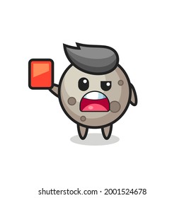 moon cute mascot as referee giving a red card , cute style design for t shirt, sticker, logo element