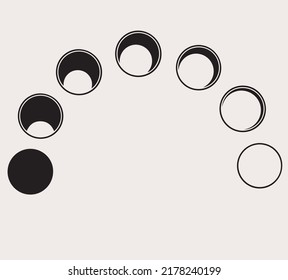 Moon cycle with different moon phases. Simple vector art