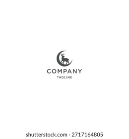 Modelo de design de logotipo de veado da Lua