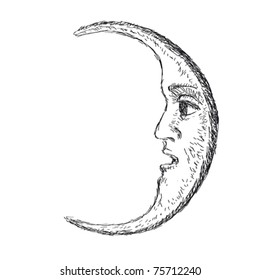 Moon design, vector illustration, hand made drawing