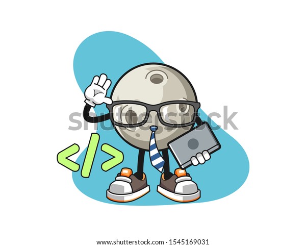 Moon\
developer cartoon. Mascot Character\
vector.