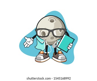 Moon doctor cartoon. Mascot Character vector.