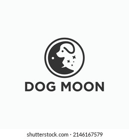 moon dog logo design vector silhouette illustration