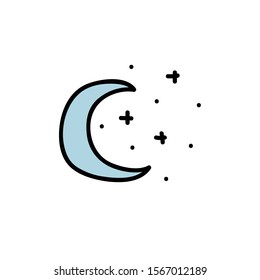 moon doodle icon, vector illustration