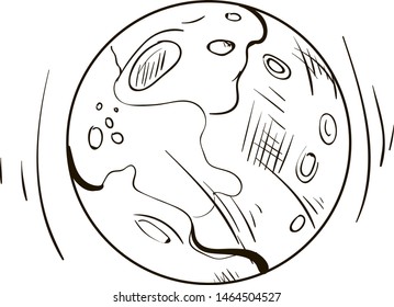 Moon drawing, illustration, vector on white background.