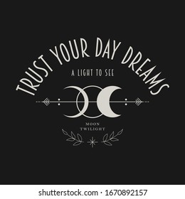 moon drawing and modern fashion slogan for different apparel and T-shirt. - Vector