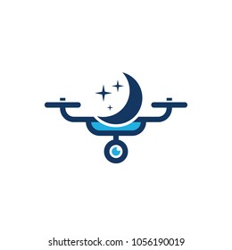 Moon Drone Logo Icon Design