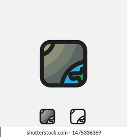 moon and earth logo icon. moonlight shining on the earth