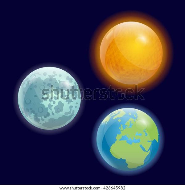 Moon Earth Sun Stock Vector Royalty Free