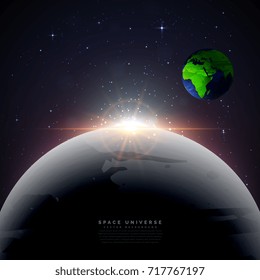 moon with earth universe vector background