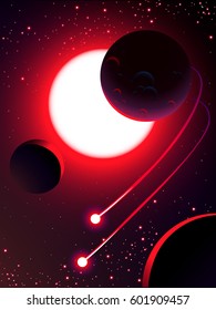moon eclipse and meteor in universe background