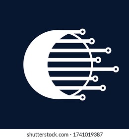 Moon Eclipse Technology Logo, Night Tech Logo Vector