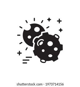 Moon Eclipse vector solid icon. Space symbol EPS 10 file