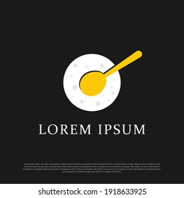 Moon Egg logo design inspiration, night cafe restaurant logo brand template