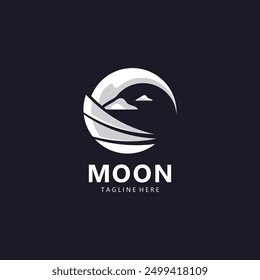 Moon eleganten Halbmond und Stern Logo Design Linie in einfachen Stil Umriss Hintergrund