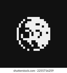 Emoji lunar. Icono de píxeles. Diseño adhesivo. Sprite de videojuegos. Ilustración vectorial aislada. 1 bit. Estilo gráfico de computadora de la vieja escuela.