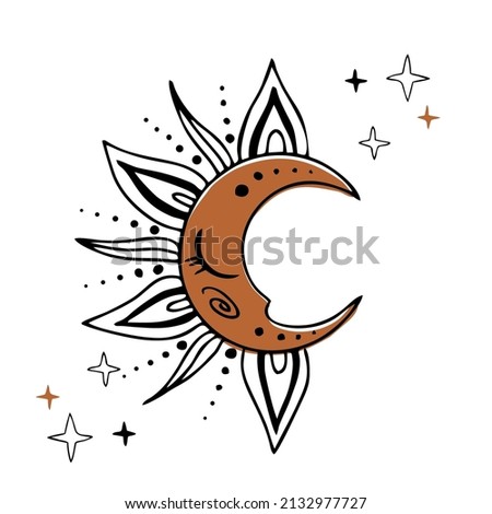 Moon. Esoteric. Astrology. Space. Vector.