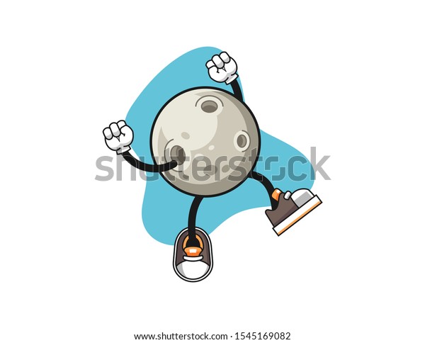 Moon excited\
cartoon. Mascot Character\
vector.