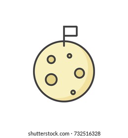 Moon expedition colored flat line icon.