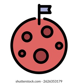 Moon exploration icon. Outline moon exploration vector icon color flat isolated