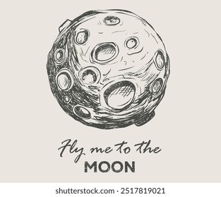 Moon explore vintage print design for apparel, sticker, batch, background, poster and others.