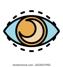 Moon eye icon. Outline moon eye vector icon color flat isolated