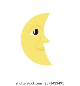 Moon face emoji illustration vector