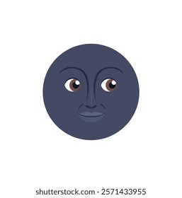 Moon face emoji illustration vector