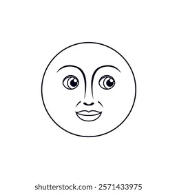 Moon face emoji illustration vector