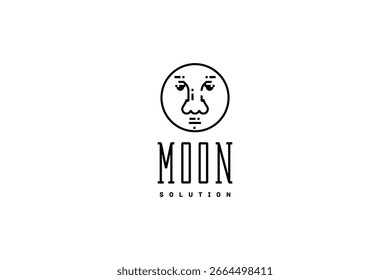 Luna con solución de diseño de logotipo de Plantilla facial 