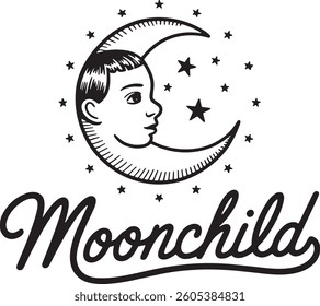 moon with face in universe line art design illustration stock photos premium quality