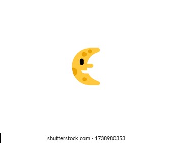 Moon face vector flat icon. Isolated crescent moon face cartoon emoji illustration