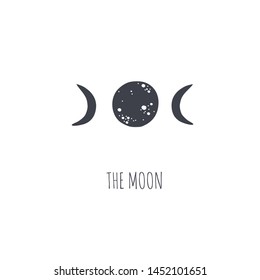 The moon. Fantasy style, magical forest dream conceptual illustration, tattoo art, symbol