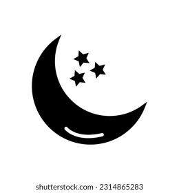 Vector del símbolo del icono Relleno de la luna. Icono de la luna de glifo negro