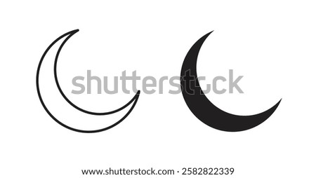 Moon filled and outlined icons vectors on white background