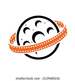 Icono del logotipo del vector del rollo de la luna y el rollo de película