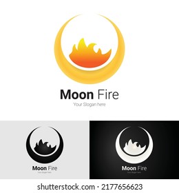 Moon Fire Logo Style Combination Moon and Fire, firefigther logo, rescue logo, and business logo